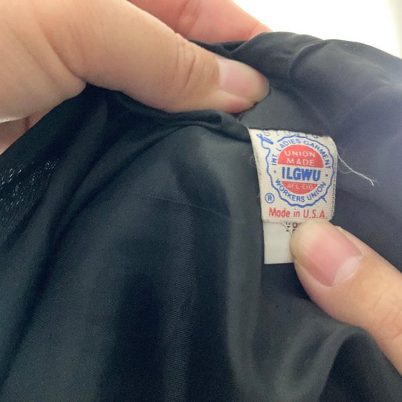 80s Vintage Russ Collectibles ILGWU Collarless Black Blazer - L - Picture 4 of 5